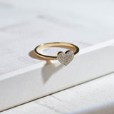 Heart Pave Diamond Ring, 14K Gold Vermeil, 1/6 ct Lab Grown Diamond-7