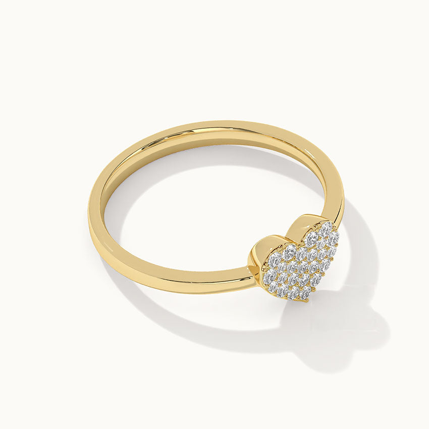 Heart Pave Diamond Ring, 14K Solid Gold, 1/6 ct Lab Grown Diamond-9