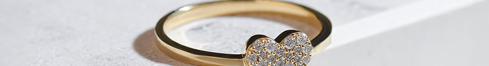 Heart Pave Diamond Ring, 14K Gold Vermeil, 1/6 ct Lab Grown Diamond-1