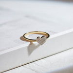 Heart Pave Diamond Ring, 14K Solid Gold, 1/6 ct Lab Grown Diamond-1