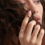 Round Pave Diamond Ring, 14K Solid Gold, 1/4 ct Lab Grown Diamond-2