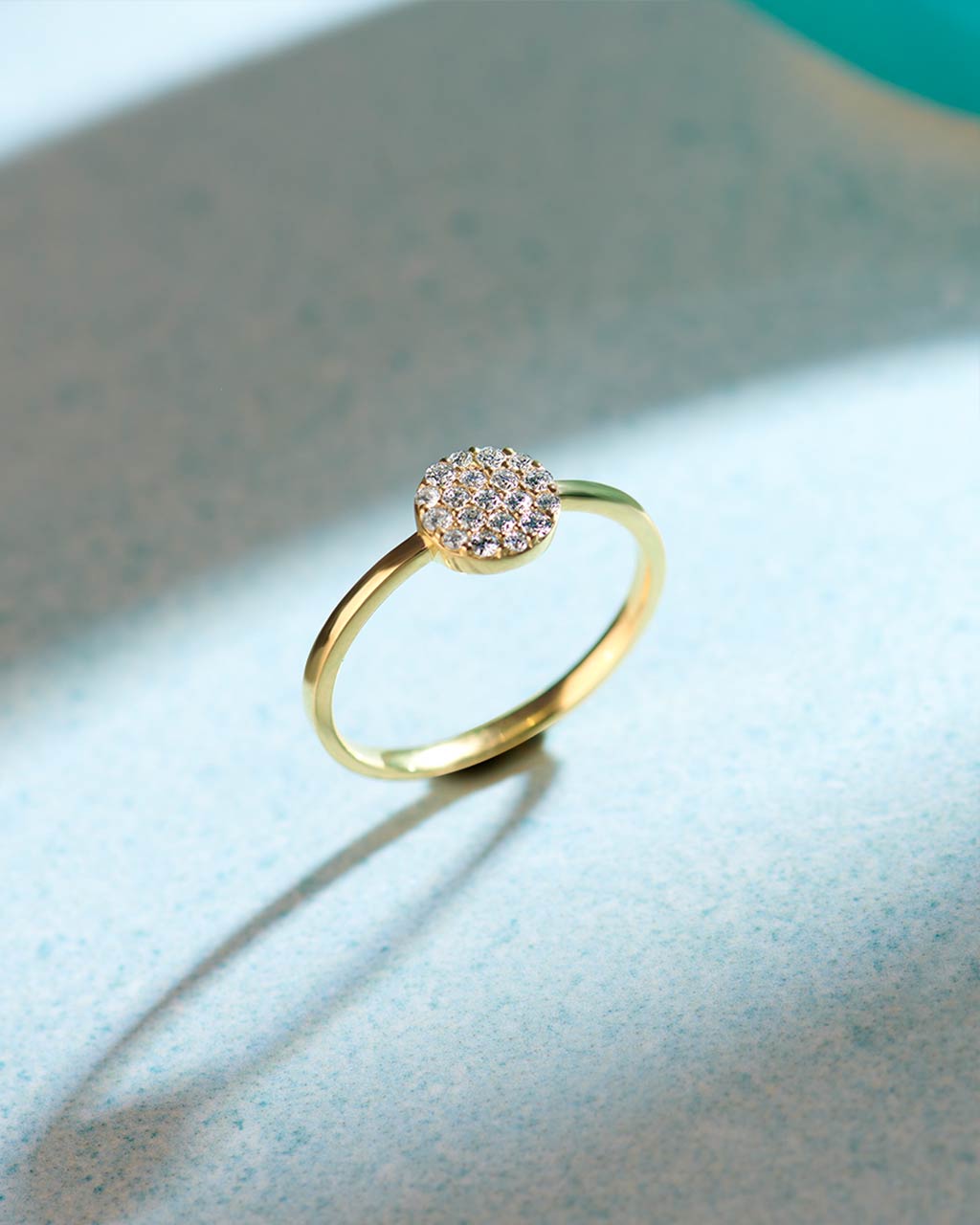 Round Pave Diamond Ring, 14K Gold Vermeil, 1/4 ct Lab Grown Diamond-6