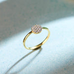 Round Pave Diamond Ring, 14K Gold Vermeil, 1/4 ct Lab Grown Diamond-6