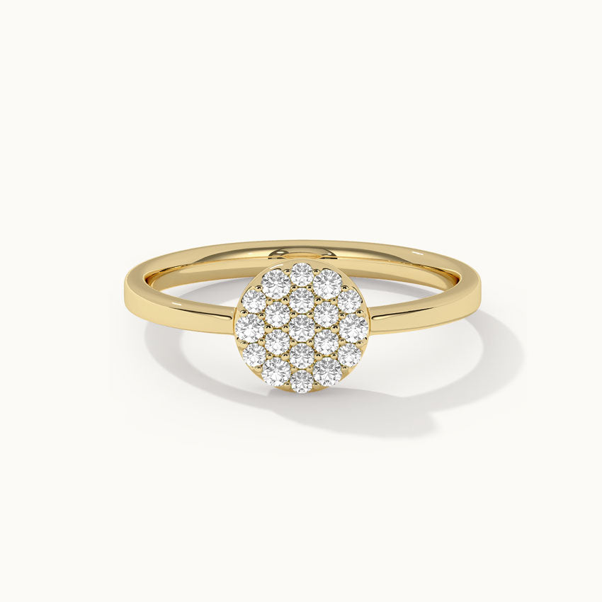 Round Pave Diamond Ring, 14K Gold Vermeil, 1/4 ct Lab Grown Diamond-3