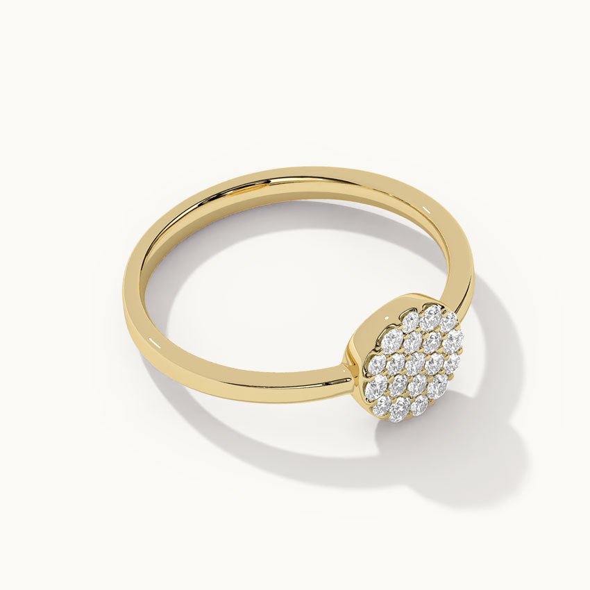 Round Pave Diamond Ring, 14K Gold Vermeil, 1/4 ct Lab Grown Diamond-8