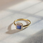 Created Blue Sapphire & Diamond Ring, 14K Gold Vermeil, 1/8 ct Lab Grown Diamond-7