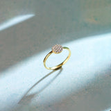 Round Pave Diamond Ring, 14K Gold Vermeil, 1/4 ct Lab Grown Diamond-1