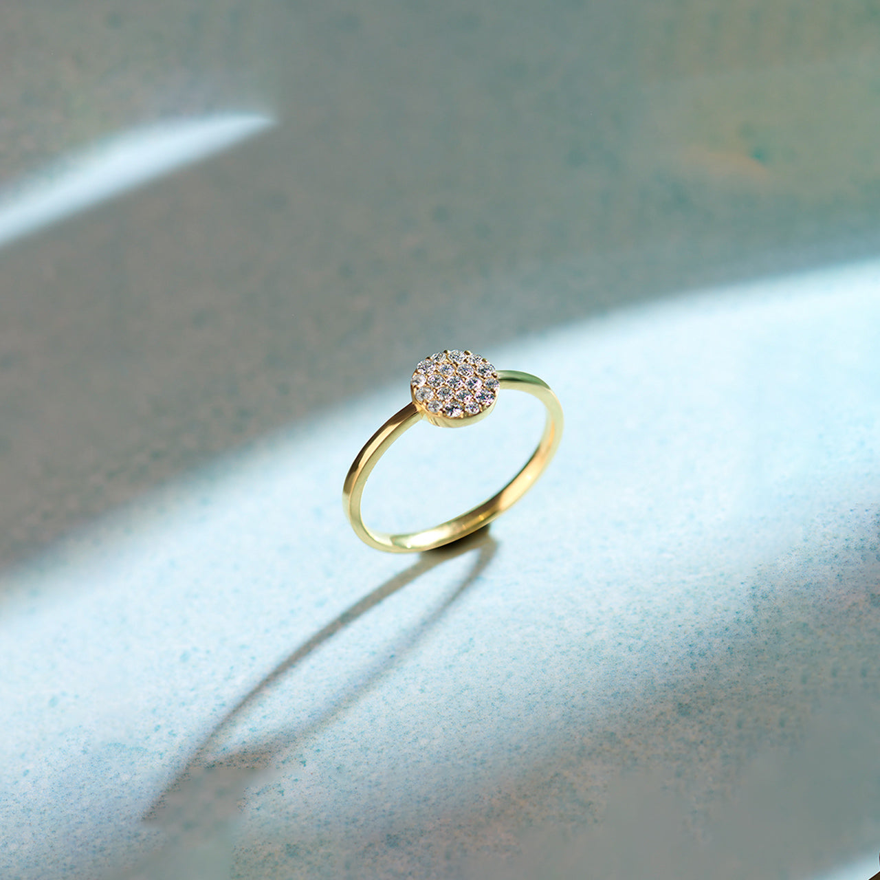 Round Pave Diamond Ring, 14K Solid Gold, 1/4 ct Lab Grown Diamond-1