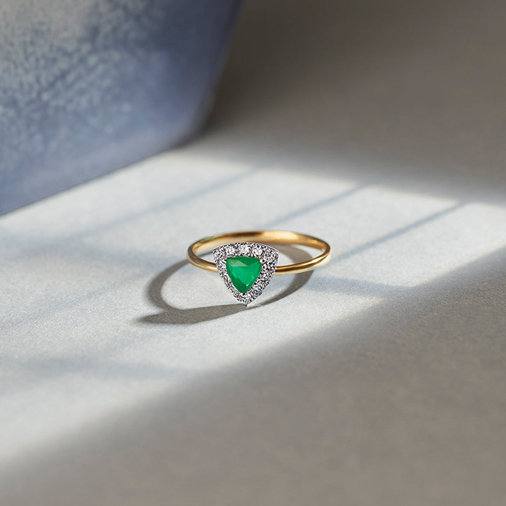 Trillion Diamond Ring, 14K Gold Vermeil, 1/4 ct Lab Grown Diamond-1