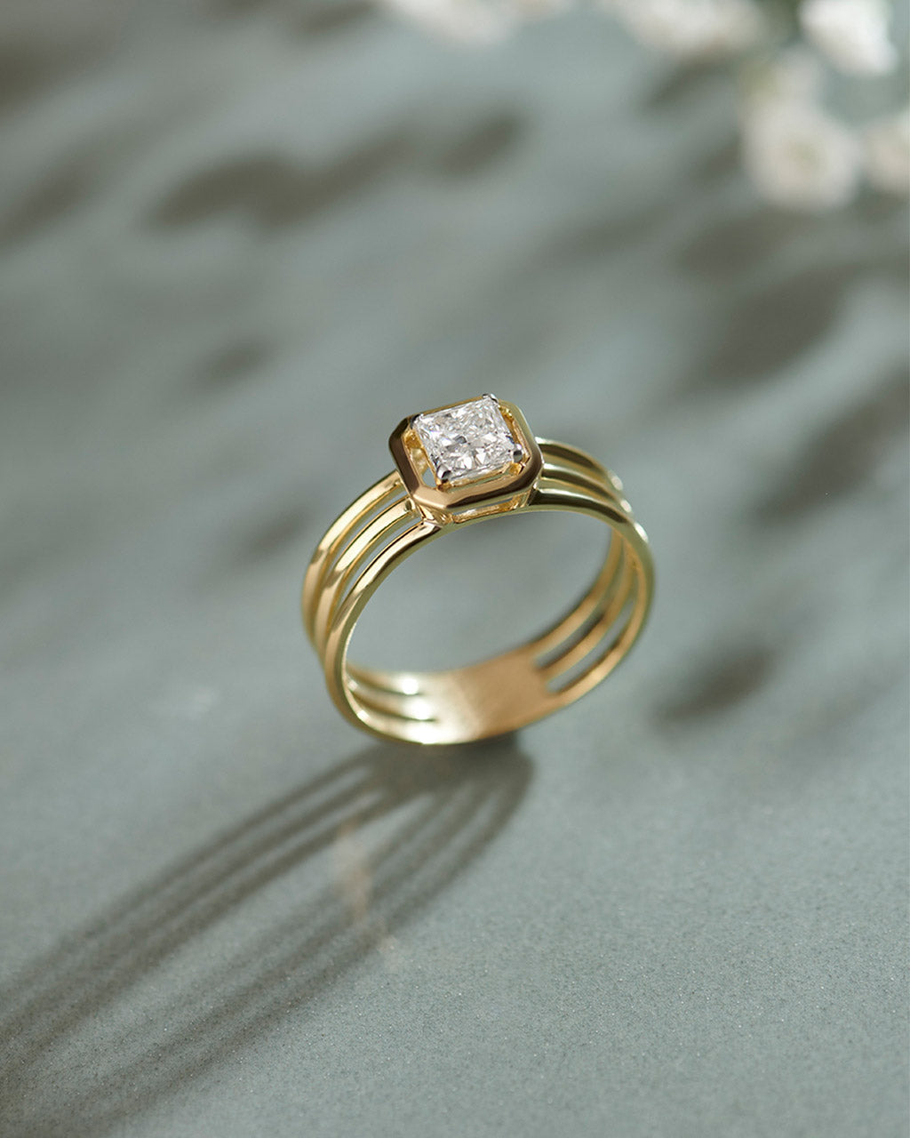 Cushion Solitaire Ring, 14K Gold Vermeil, 5/8 ct Lab Grown Diamond-6