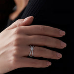 Wide Criss Cross Diamond Ring, Sterling Silver, 1/3 ct Lab Grown Diamond-5
