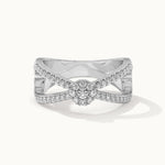 Wide Criss Cross Diamond Ring, Sterling Silver, 1/3 ct Lab Grown Diamond-3