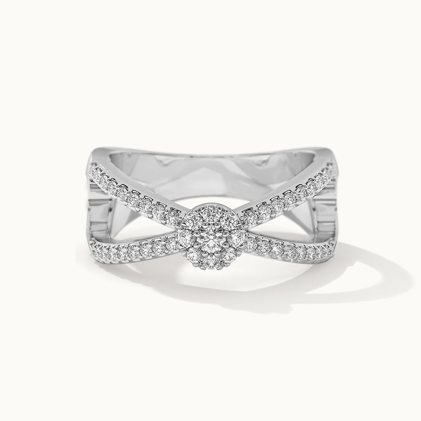 Wide Criss Cross Diamond Ring, 14K Solid Gold, 1/3 ct Lab Grown Diamond-3