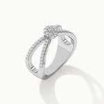 Wide Criss Cross Diamond Ring, Sterling Silver, 1/3 ct Lab Grown Diamond-6