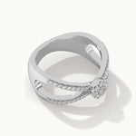 Wide Criss Cross Diamond Ring, Sterling Silver, 1/3 ct Lab Grown Diamond-7