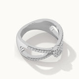 Wide Criss Cross Diamond Ring, Sterling Silver, 1/3 ct Lab Grown Diamond-7