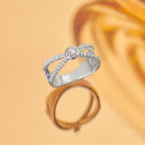 Wide Criss Cross Diamond Ring, Sterling Silver, 1/3 ct Lab Grown Diamond-1