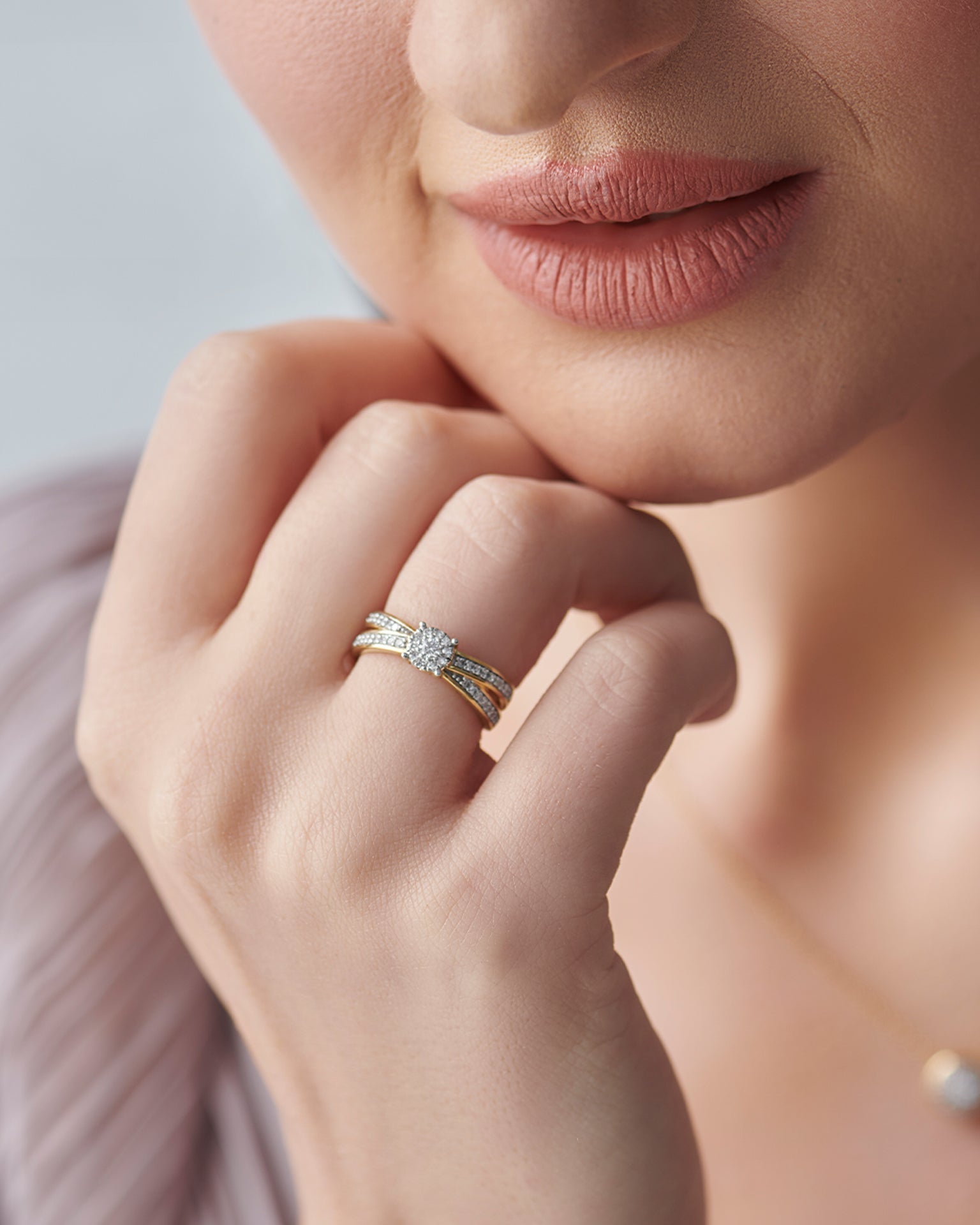 Round Cluster Criss Cross Diamond Ring, 14K Gold Vermeil, 1/3 ct Lab Grown Diamond-5