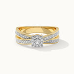 Round Cluster Criss Cross Diamond Ring, 14K Solid Gold, 1/3 ct Lab Grown Diamond-3