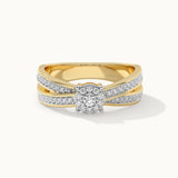 Round Cluster Criss Cross Diamond Ring, 14K Solid Gold, 1/3 ct Lab Grown Diamond-3