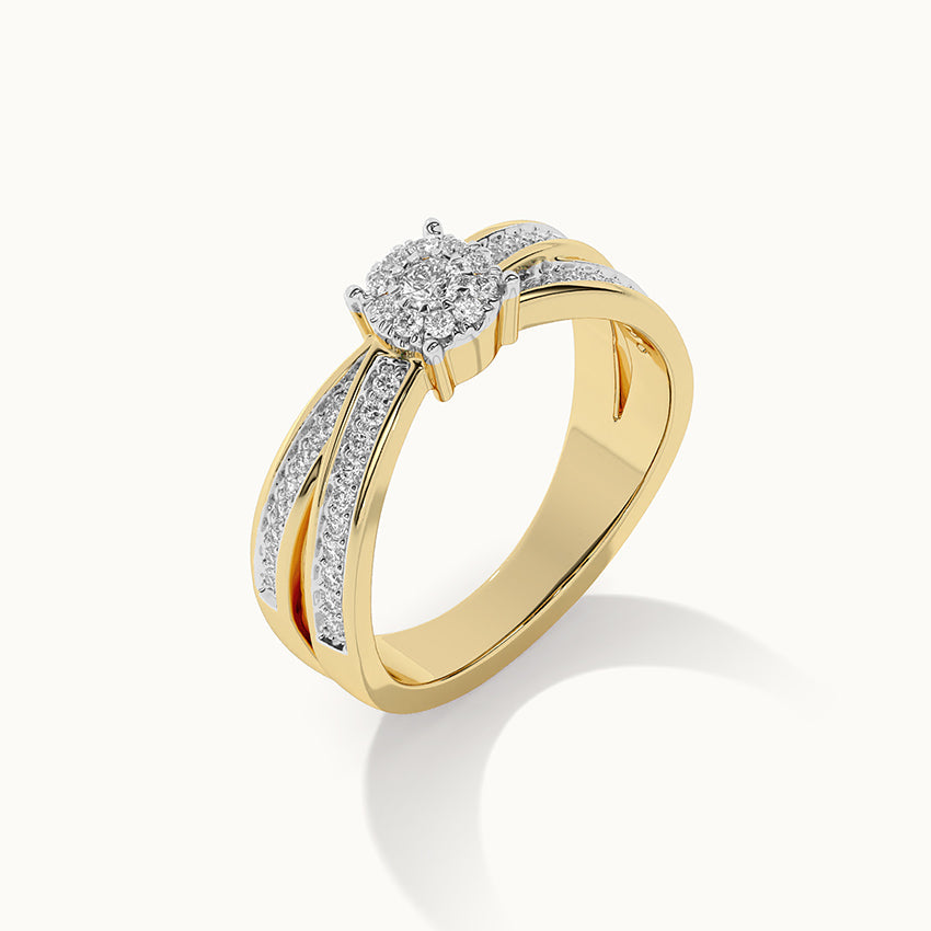 Round Cluster Criss Cross Diamond Ring, 14K Gold Vermeil, 1/3 ct Lab Grown Diamond-6