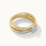 Round Cluster Criss Cross Diamond Ring, 14K Gold Vermeil, 1/3 ct Lab Grown Diamond-7