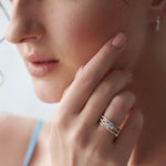 Three Stone Criss Cross Diamond Ring, 14K Solid Gold, 5/8 ct Lab Grown Diamond-1