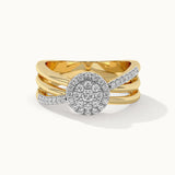 Triple Row Halo Cluster Diamond Ring, 14K Solid Gold, 3/8 ct Lab Grown Diamond-3