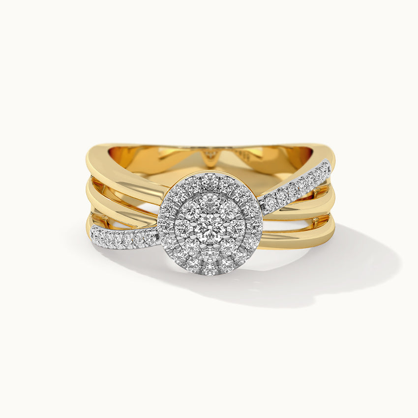 Triple Row Halo Cluster Diamond Ring, 14K Solid Gold, 3/8 ct Lab Grown Diamond-3