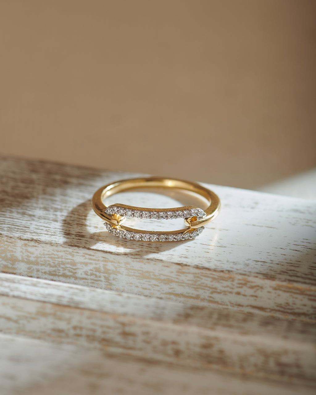 Pave Diamond Paperclip Ring, 14K Gold Vermeil, 1/6 ct Lab Grown Diamond-7