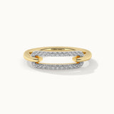Pave Diamond Paperclip Ring, 14K Gold Vermeil, 1/6 ct Lab Grown Diamond-3