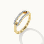 Pave Diamond Paperclip Ring, 14K Gold Vermeil, 1/6 ct Lab Grown Diamond-4