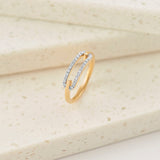 Pave Diamond Paperclip Ring, 14K Gold Vermeil, 1/6 ct Lab Grown Diamond-1