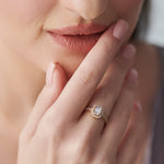 Emerald Halo Diamond Ring, 14K Gold Vermeil, 1/3 ct Lab Grown Diamond-7