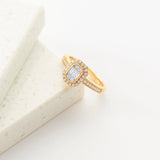 Emerald Halo Diamond Ring, 14K Gold Vermeil, 1/3 ct Lab Grown Diamond-1