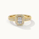 Emerald Halo Diamond Ring, 14K Solid Gold, 1/3 ct Lab Grown Diamond-3