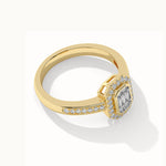Emerald Halo Diamond Ring, 14K Solid Gold, 1/3 ct Lab Grown Diamond-6