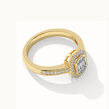 Emerald Halo Diamond Ring, 14K Solid Gold, 1/3 ct Lab Grown Diamond-6