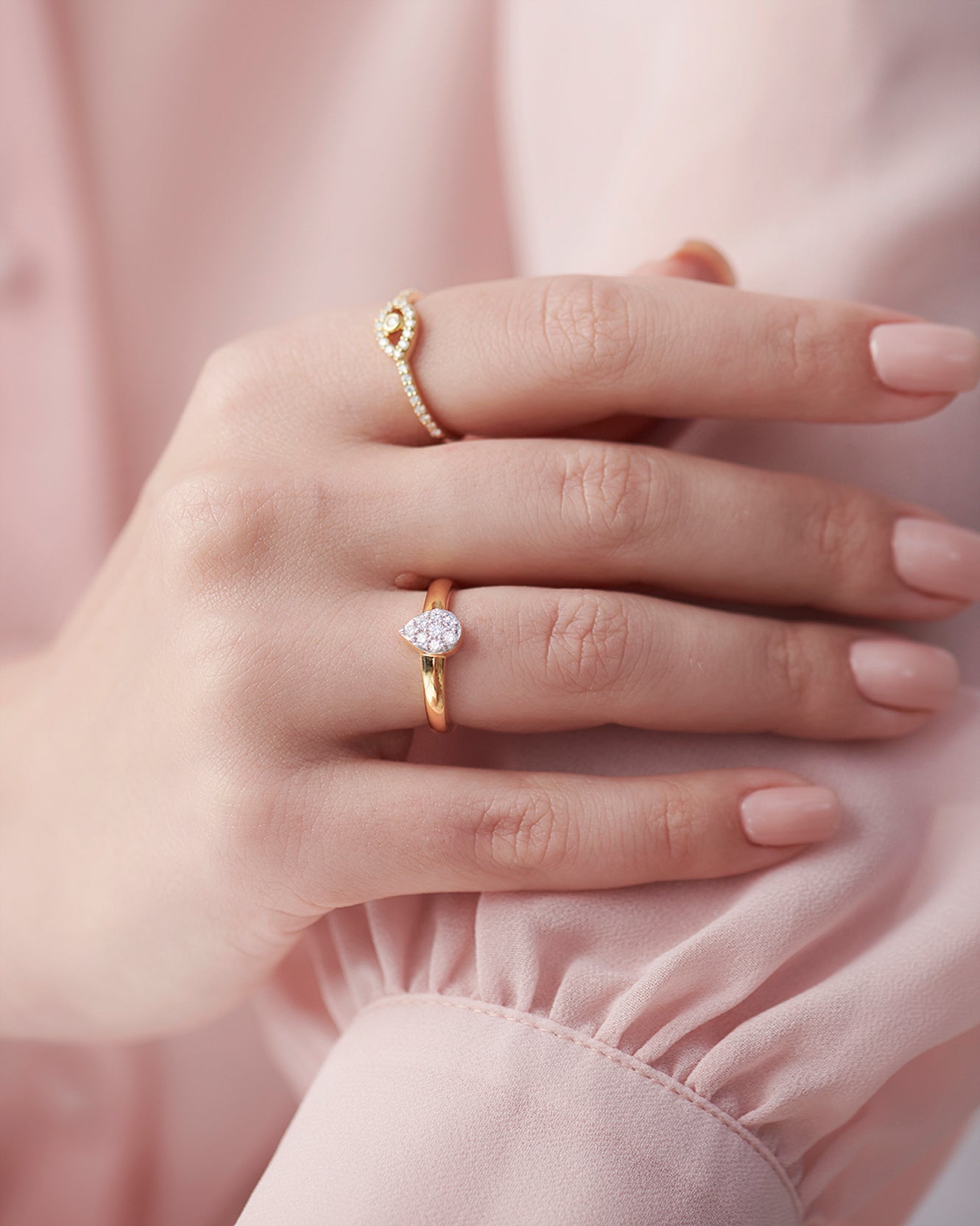 Pear Cluster Diamond Ring, 14K Gold Vermeil, 1/5 ct Lab Grown Diamond-5