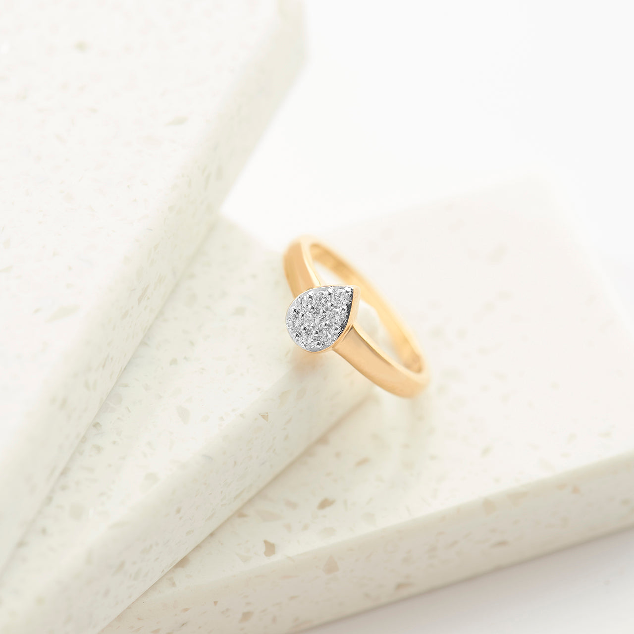 Pear Cluster Diamond Ring, 14K Gold Vermeil, 1/5 ct Lab Grown Diamond-1