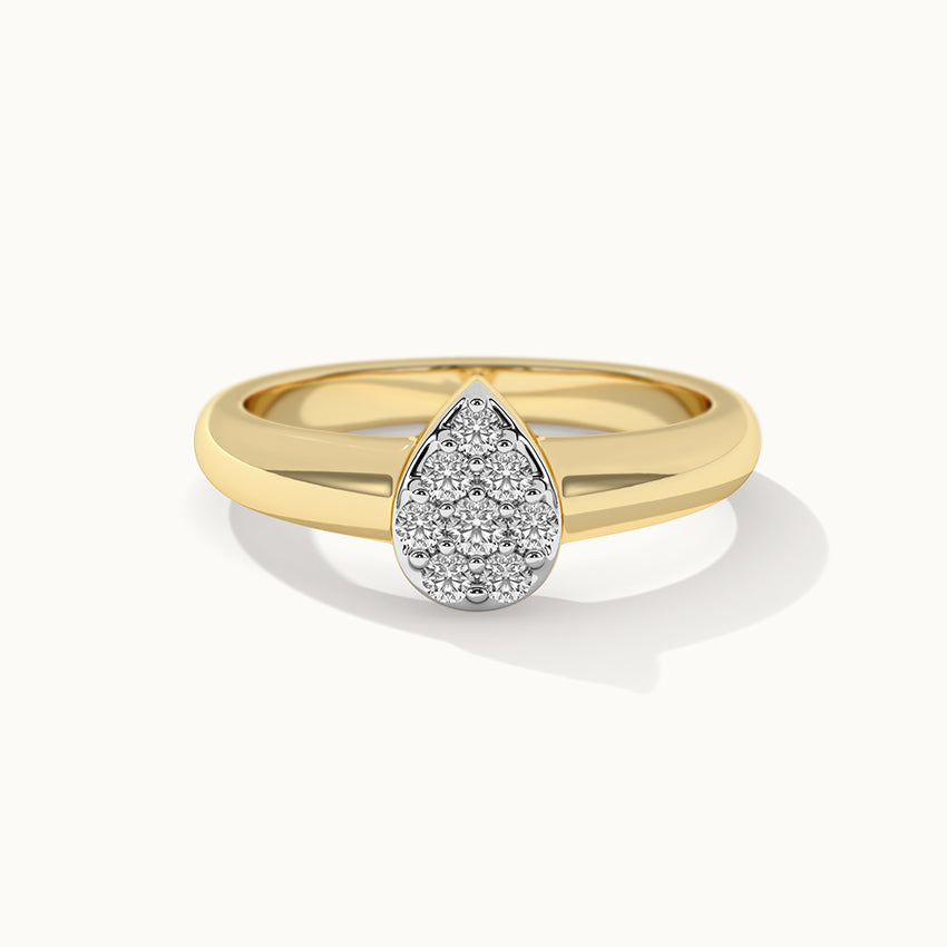 Pear Cluster Diamond Ring, 14K Gold Vermeil, 1/5 ct Lab Grown Diamond-3