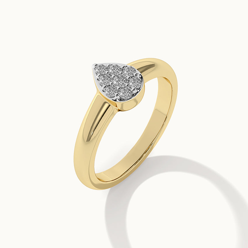 Pear Cluster Diamond Ring, 14K Solid Gold, 1/5 ct Lab Grown Diamond-6
