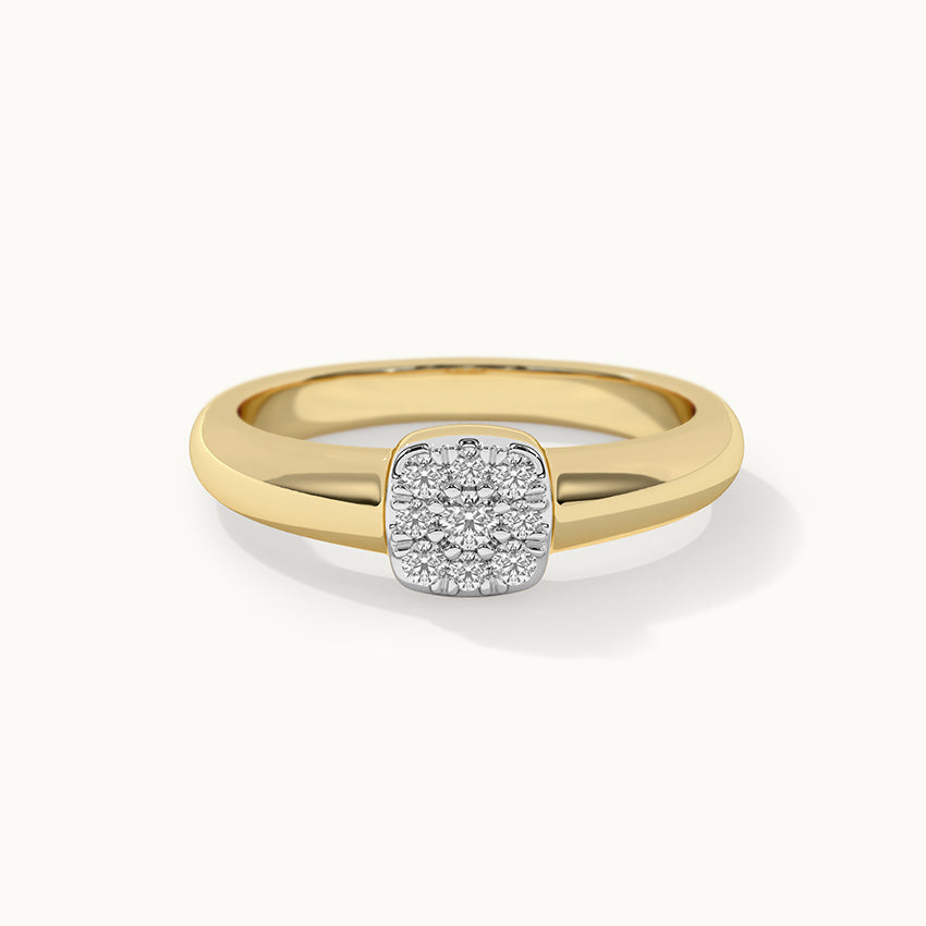 Cushion Cluster Diamond Ring, 14K Gold Vermeil, 1/6 ct Lab Grown Diamond-3