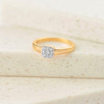 Cushion Cluster Diamond Ring, 14K Solid Gold, 1/6 ct Lab Grown Diamond-1