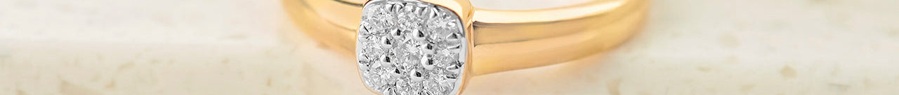 Cushion Cluster Diamond Ring, 14K Gold Vermeil, 1/6 ct Lab Grown Diamond-1