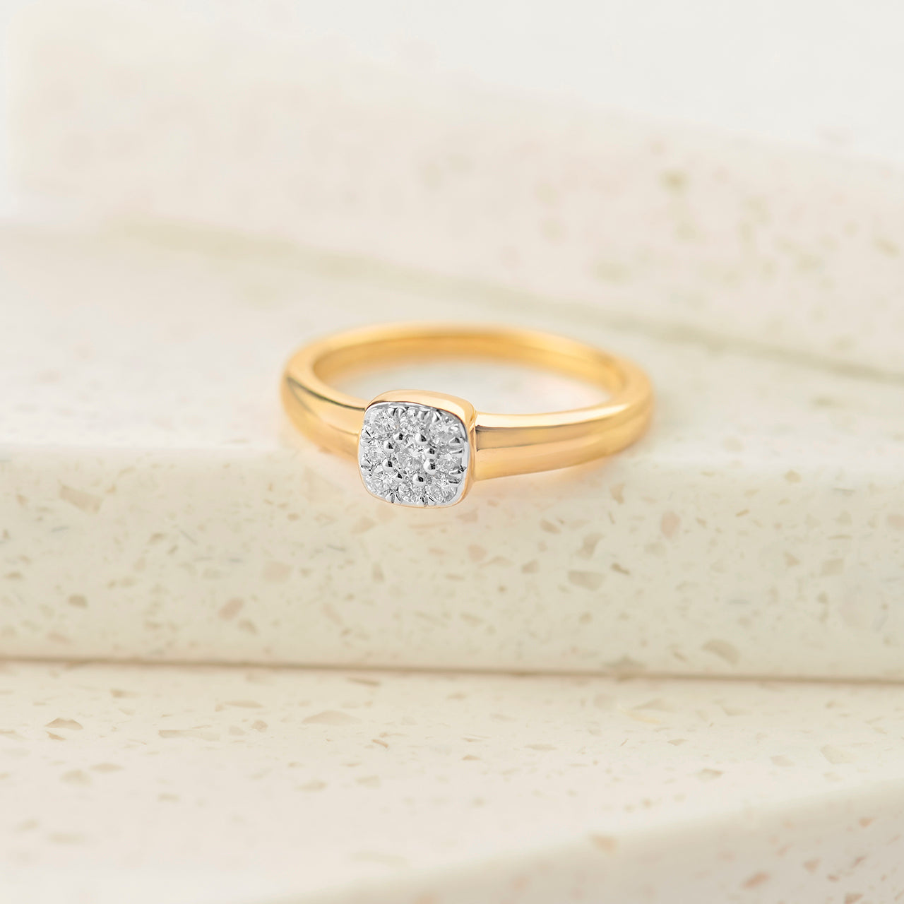 Cushion Cluster Diamond Ring, 14K Gold Vermeil, 1/6 ct Lab Grown Diamond-1