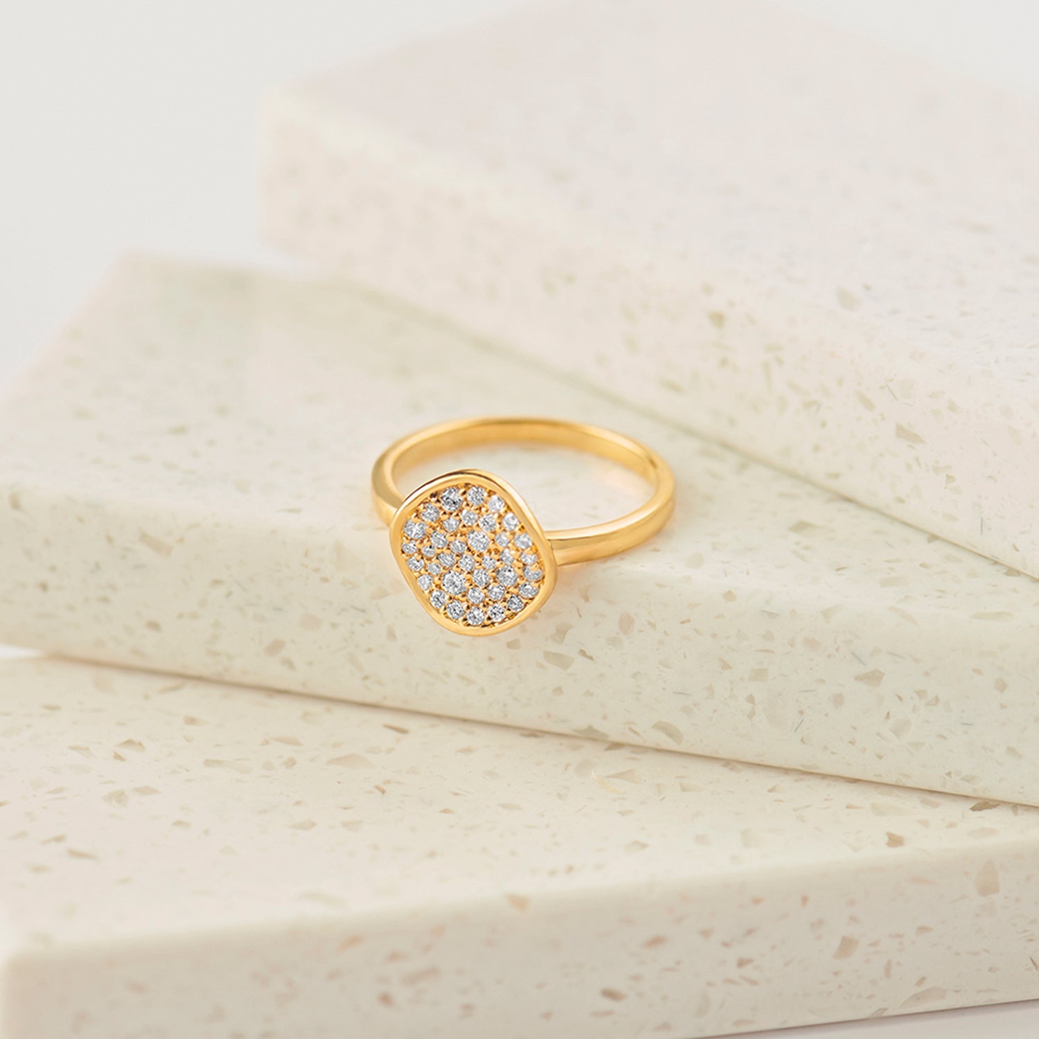 Wave Cluster Diamond Ring, 14K Gold Vermeil, 1/3 ct Lab Grown Diamond-1