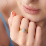 Halo Cluster Chain Link Diamond Ring, 14K Solid Gold, 1/5 ct Lab Grown Diamond-5