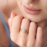 Halo Cluster Chain Link Diamond Ring, 14K Solid Gold, 1/5 ct Lab Grown Diamond-5
