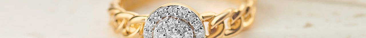 Halo Cluster Chain Link Diamond Ring, 14K Solid Gold, 1/5 ct Lab Grown Diamond-1